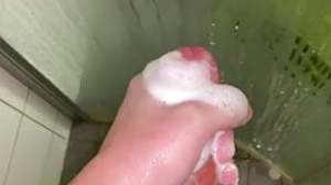 Cumshot in shower