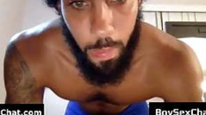 Bearded dude showing his big cock