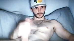 Hot bearded young hung big cock dude edges his