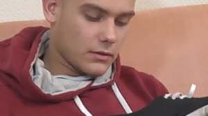 Kinky twink Piecia jerking off his big load of