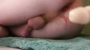 Chav fucks self with dildo