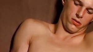 Slim twink Aaron Jackson cums on his face after