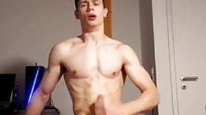 athletic guy jerking off