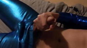 Twink Blue Latex Wank