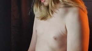 Long haired Dutch gay jerks his chunky cock with