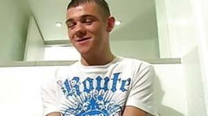 Skinny Twink amateur Kyle B jerks and cums in the