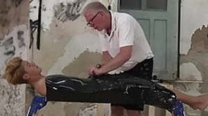 Galiel Swan tied and jerked off by BDSM master