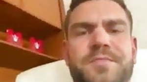 sexy daddy playing alone with his huge cock.  big