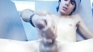 Young skinny Latino twink edging big weasel words