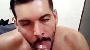 latin hunk sucking & swallowing cum (in mouth