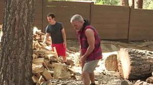 Lumberjack stepdad fucks a friend in heated trine