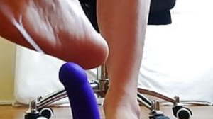 Twink practices his Messy Footjob on a dildo