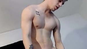 Big dick twink Brian Strowkes jerking off and