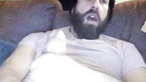 Bearded straight daddy bear edging huge thick cock