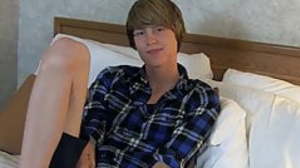 Interviewed twink Elijah White cums while riding
