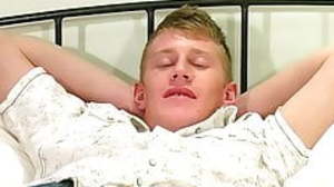 Blond British jock Michael B jerks off his dick