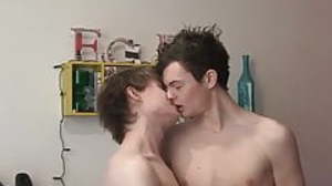 Bottom twink in jockstraps receives dildo and cock