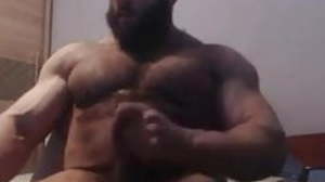 Muscle arab lallygag off & cum