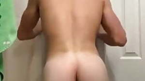 Horny naked wrestling athlete jerking off