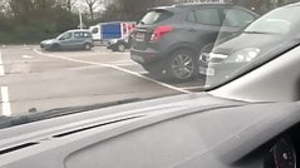 Public carpark wank in stockings panties bodysuit