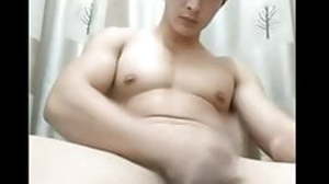 handsome asian boy show big cock