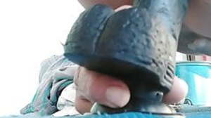 Black dildo anal