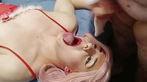 Santa fucks Mrs. Santa and creampies face