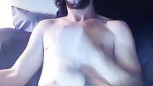 Sexy bearded lad edging his big thick cock