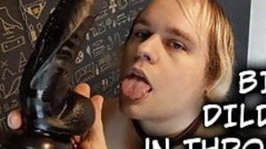 Boy takes BBC dildo deep in throat