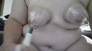 Pumped tits and Dildo ride