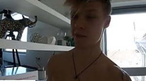 Cute Twink Jerking on Balcony