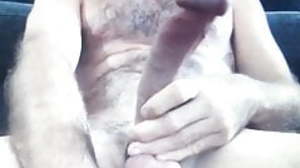 Hairy hung daddy bear edges his monster thick load