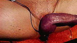 Elektro Plug Dildo Opened Legs E-Stim Cum