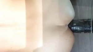 Giant black dildo fucking young gay