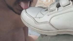 Licking my friend shoes
