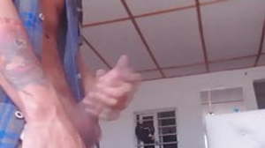 Pretty amateur Juan jerks off his big dick with