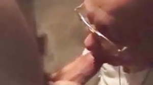 Old man sucks and swallows