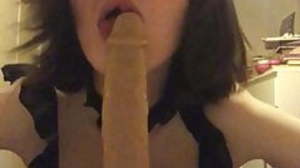 FemBoy playing around and sucking Dildo