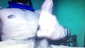 Young guy edges his massive huge hung fat cock