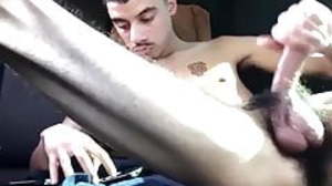 hairy lad shoots a massive load in the car