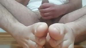 Feet cum handjob