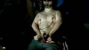 Disabled sponger masturbates with a vibrator