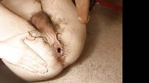 Skinny virgin hole gaped by big dildo