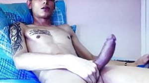 Young skinny Latino edging his huge hung big cock