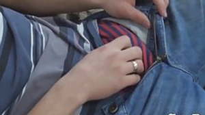Handsome jock Cal plays with his foreskin while