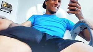 Young Latino shows off his huge hung hard cock