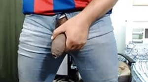 Huge uncut black cock jerking off in dessert glass
