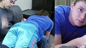 Muscular Jock Spanks Twinky Teen