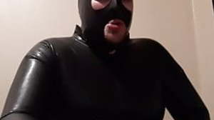 Full latex catsuit square cumshot