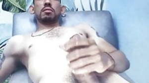 Hot Latino edging his big thick cock